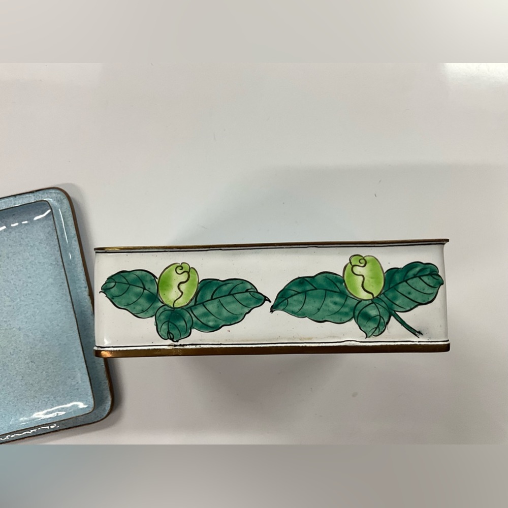 Magnolia 🌿 Asian Cloisonné Beautiful Enamel Trinket Box - Picture 9 of 14